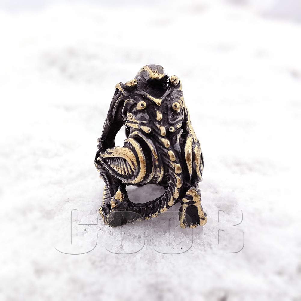 CooB EDC Paracord Bead Beads Pendant, Beard Bead. Metal Hand-Casted Paracord Beads for Custom Paracord Lanyard for Knife (Alien Bronze)