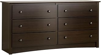 Prepac Fremont 6-Drawer Double Dresser for Bedroom, 16" D x 59" W x 29" H, Espresso