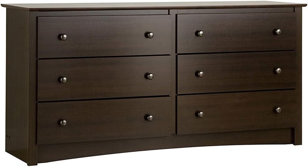Prepac Fremont 6-Drawer Double Dresser for Bedroom, 16" D x 59" W x 29" H, Espresso
