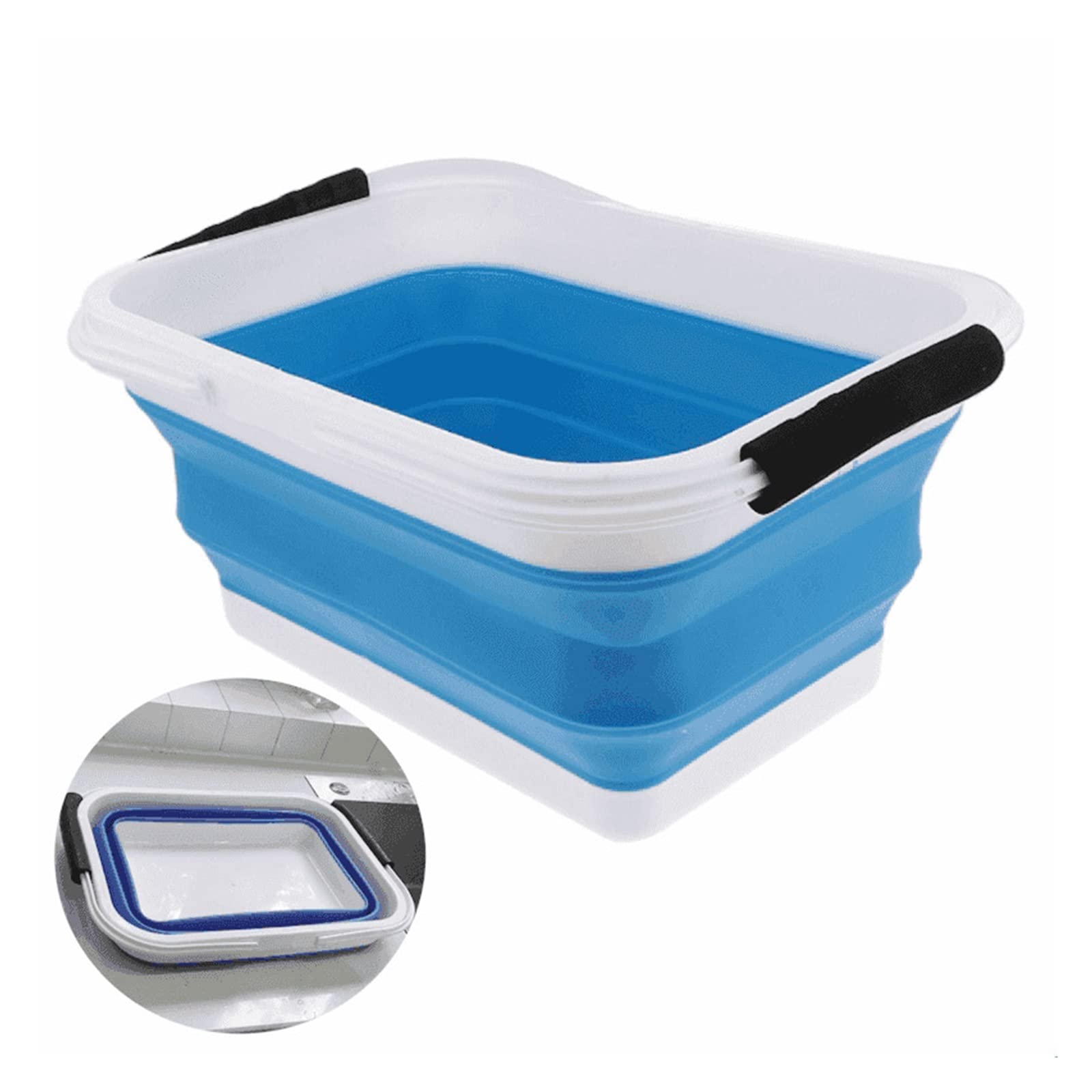 Un Baril Pliant Portable. Seau Pliable for Camping et Lavage de Voiture – Bassin Portable et Pliable for la pêche, Le Nettoyage et l'usage Domestique(Blue)