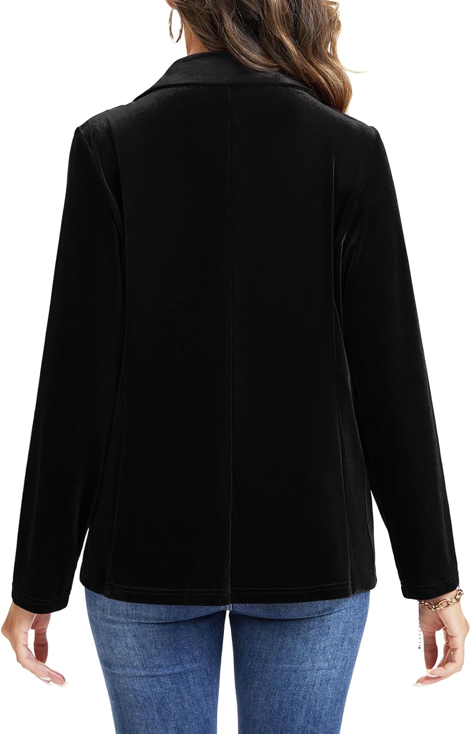 Women's Velvet Suit Blazer Jacket Casual Office Work Long Sleeve One Button Jacket Coat Blazer Pockets - Image 2