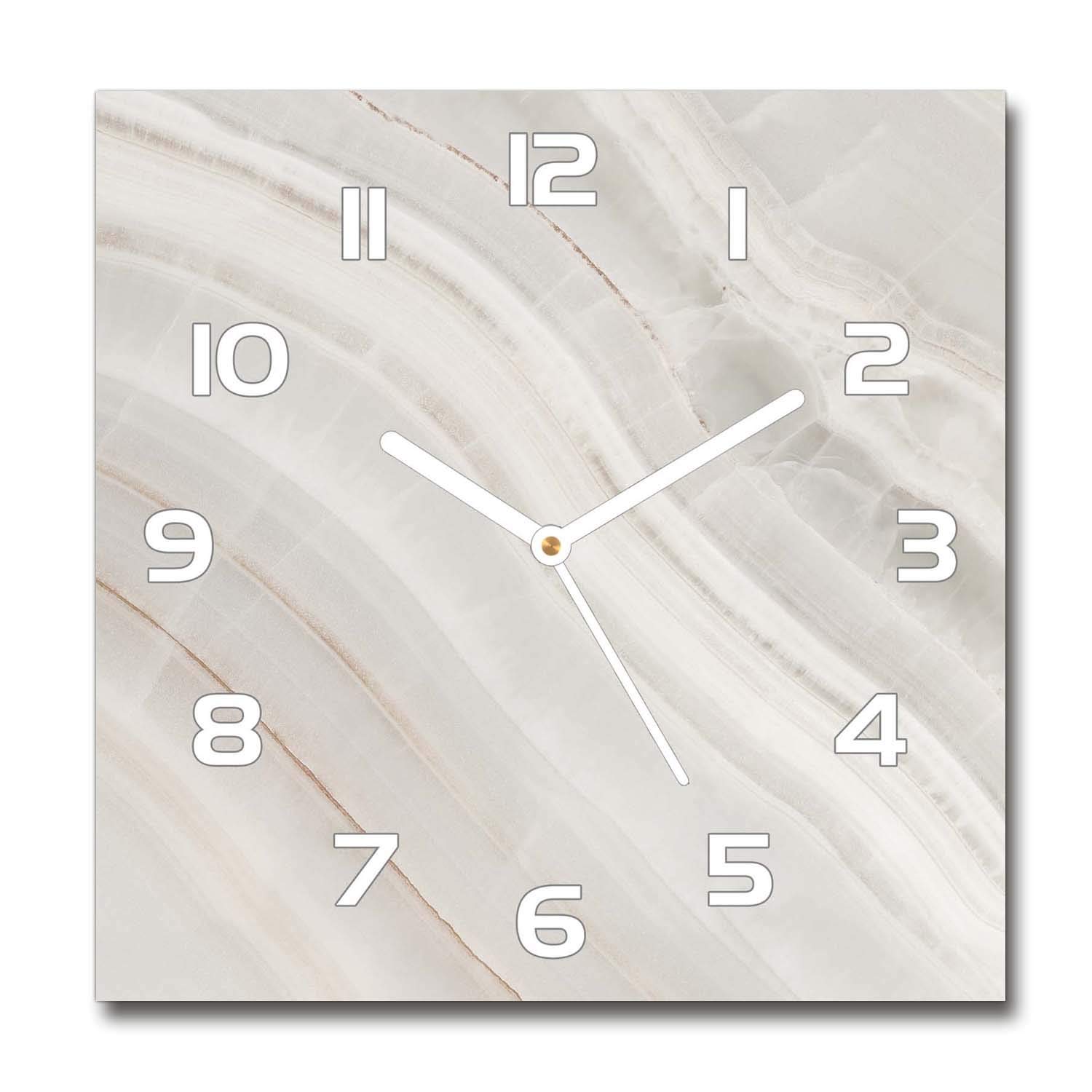 Horloge en Verre 60x60cm Tulup Silencieuse Texture Marbre Décoration Murale Salon