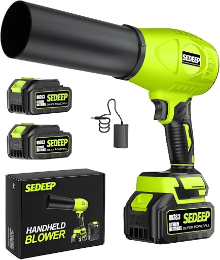 Leaf Blower Cordless with Battery and Charger, 980,000 RPM, Extended Nozzle, Lightweight Handheld Design,Blower for Patio Cleaning,Blowing Leaves and Dust,Birthday Gifts for Men Dad Husband