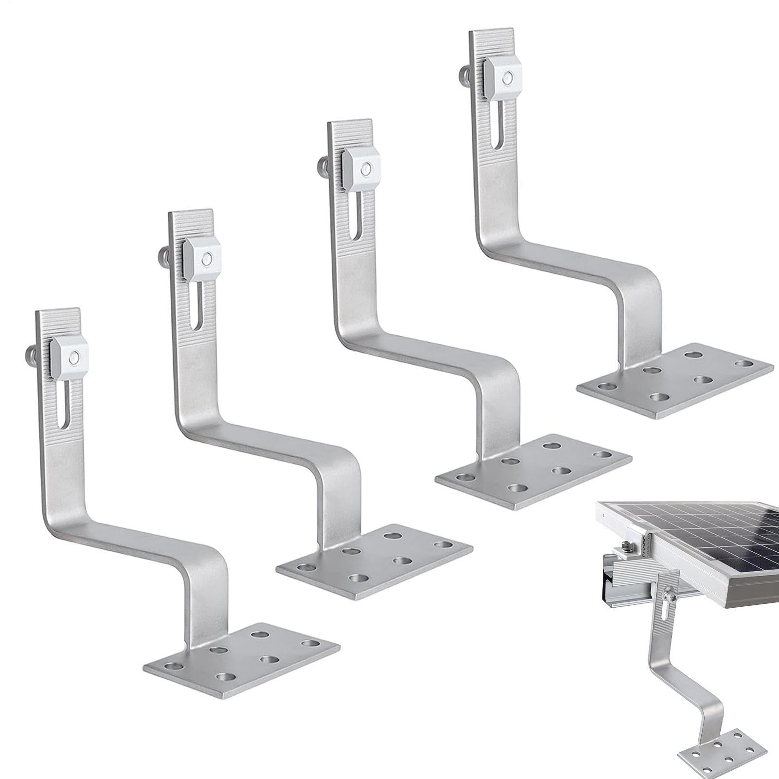 Ganchos fotovoltaicos para techo, soportes de riel ajustables | kit de soporte solar, unidad de fijación de panel, de montaje de estructura de acero inoxidable, base de colocación f