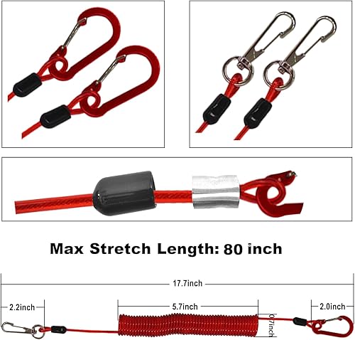 Miniatura 4 de Fishing Lanyard, Heavy Duty Coiled Lanyards Stainless Steel Wire Inside, Safety Rope Extension Cord Tether Retractable Fishing Accessories for Rods,