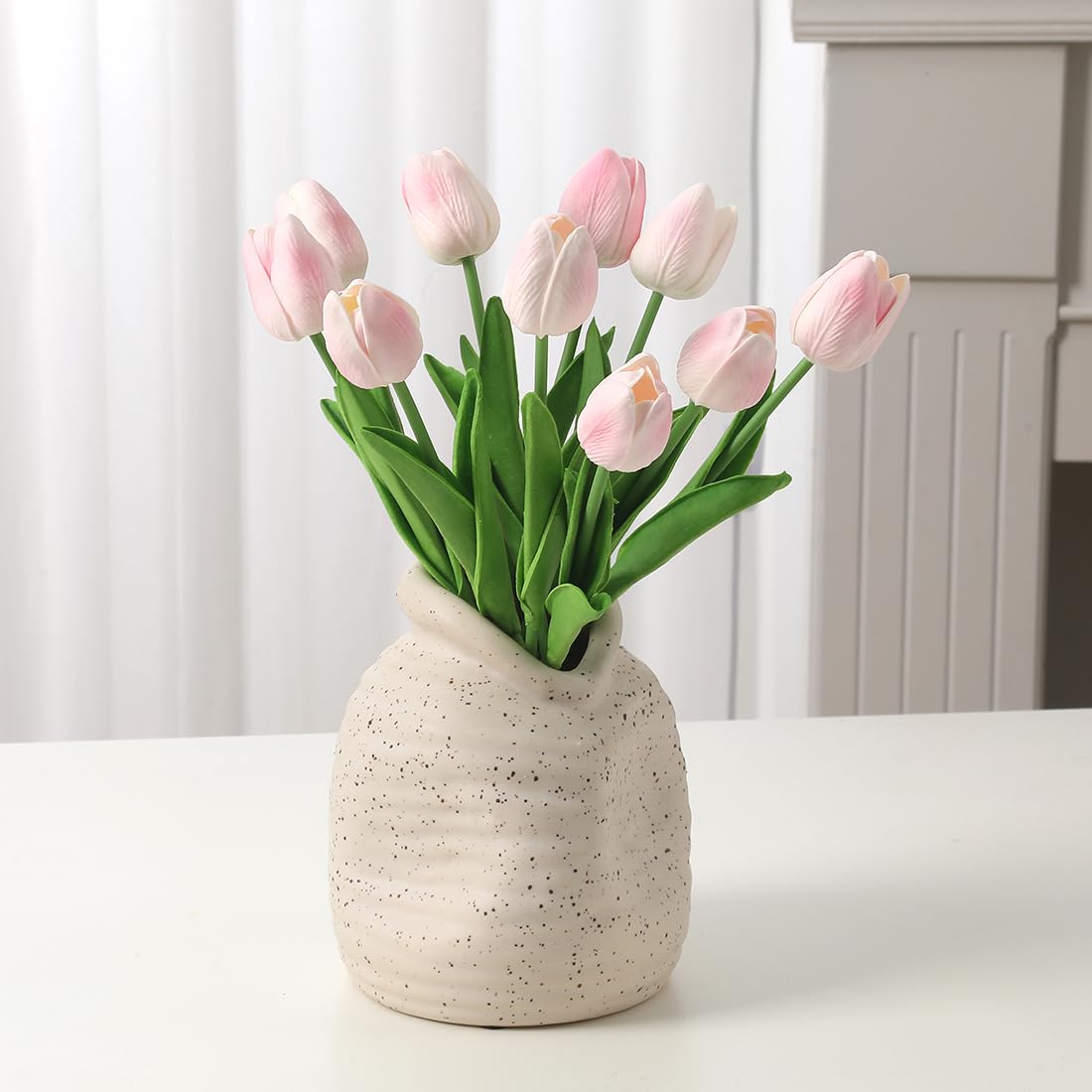 Amazon｜SOJIRUSPA ピンクチューリップ 造花 20個 フェイク