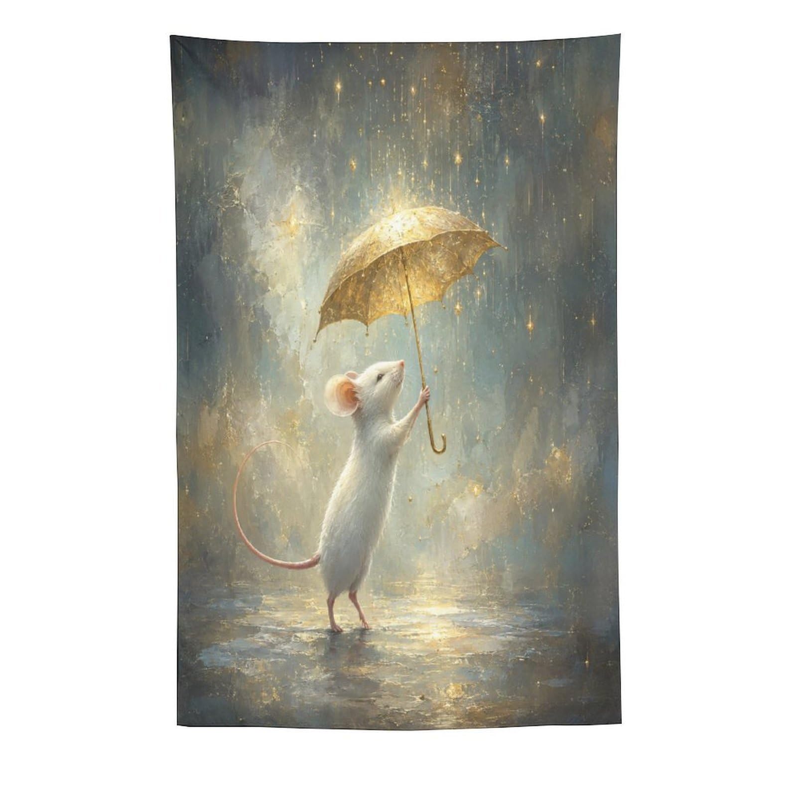 H3B8U2Y5 Umbrella Mouse Moon Wall Tapestry, Fantasy Illustration, Sofa Area