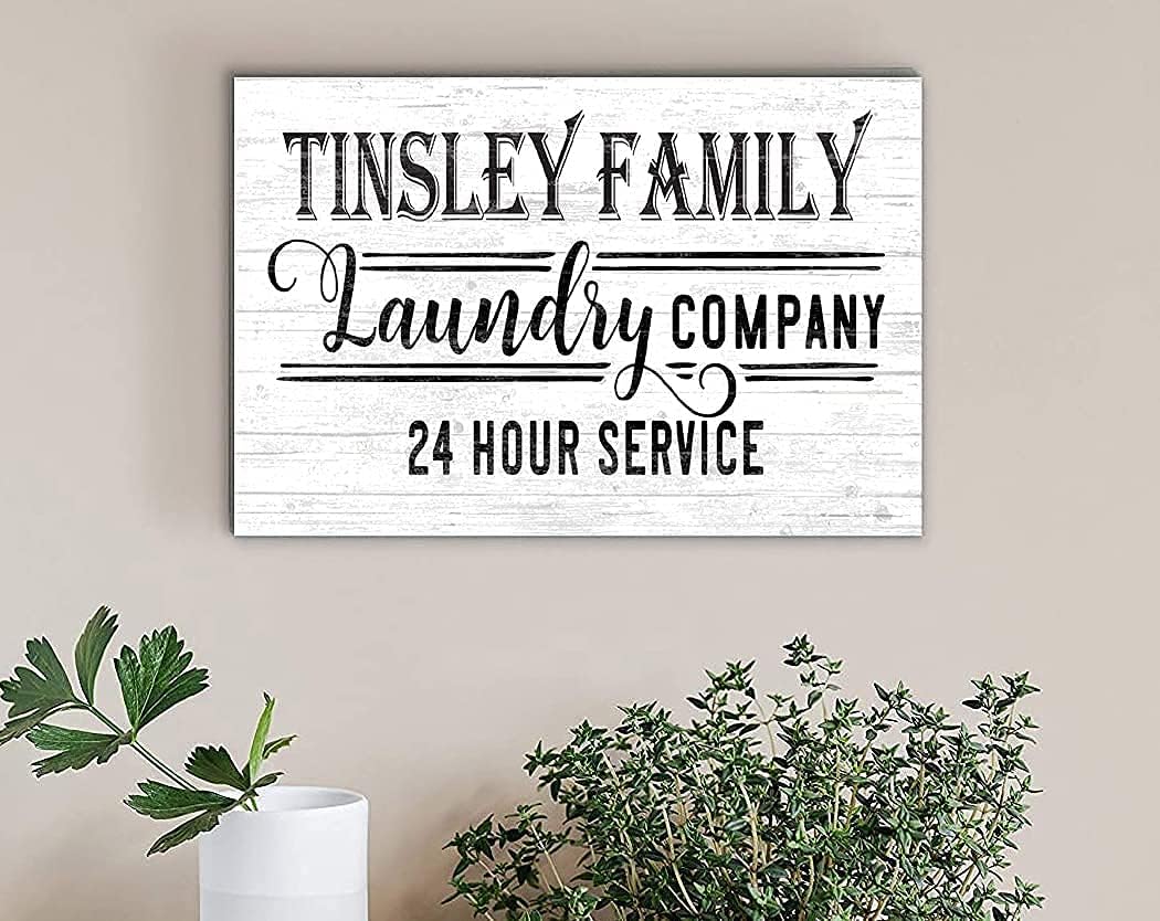 PERSONALIZED Laundry Room Sign Open 24 Hours Wash Dry Fold Custom Gift - 16.5" x 10.5" - SOLID WOOD (Open 24 Hours Laundry Sign)