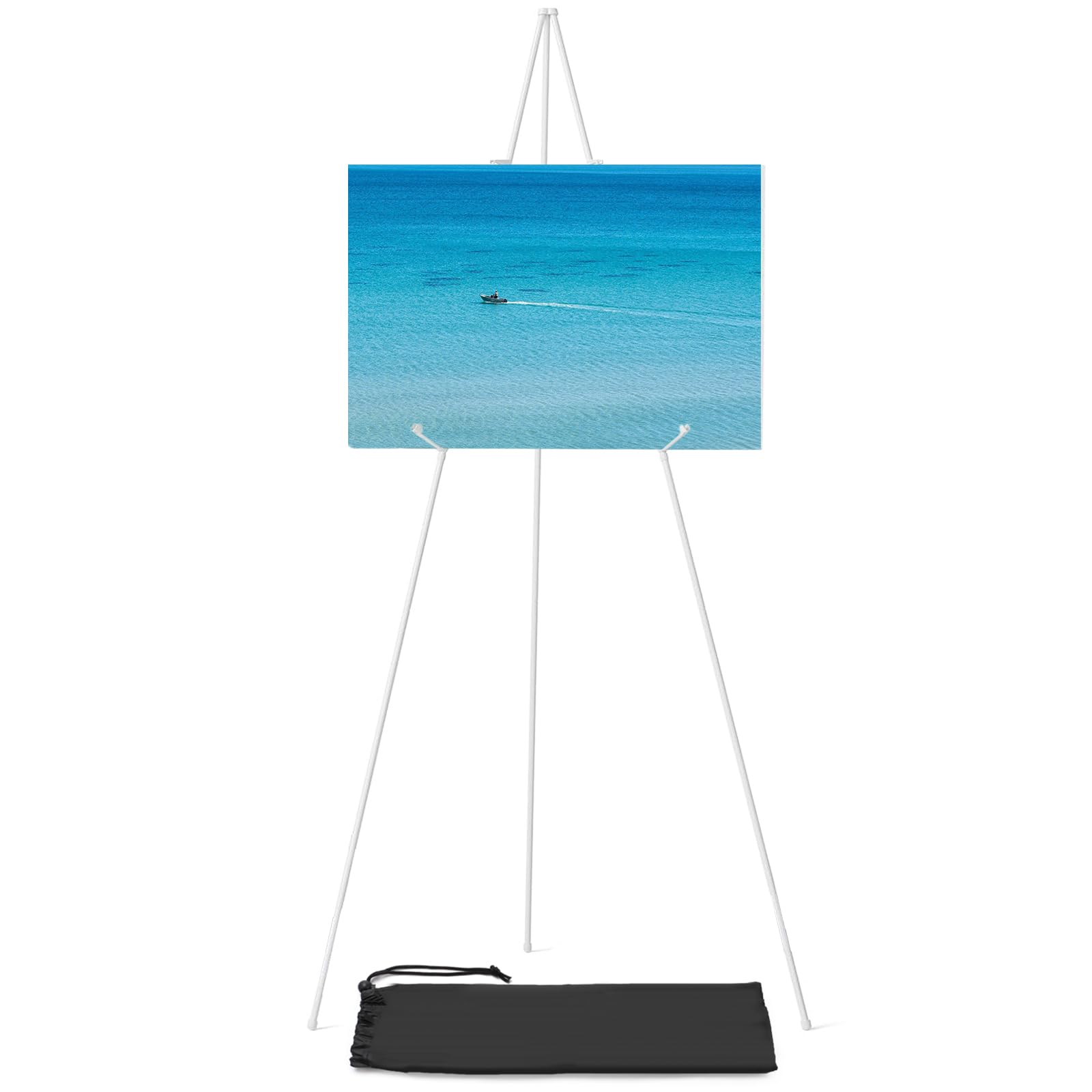 AyeVision Tripod Easel 5.5ft Collapsible Display Stand Catalogues Holder Displaying Tier for Exhibitions Galleries Wedding (White)