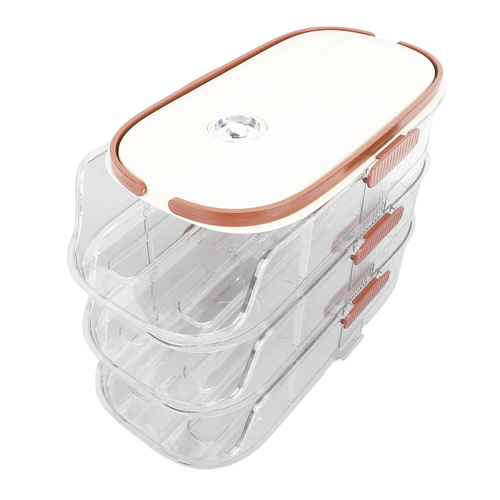 Cocoarm 3-lagige Eier-Aufbewahrungsbox, Rollender Eierhalter aus PET PP mit Deckel, Automatisches Vorwärtsrollen, Transparentes Tablett, Verdeckter Griff, Kühlschrank-Eier-Organizer für K (Zweireihig)