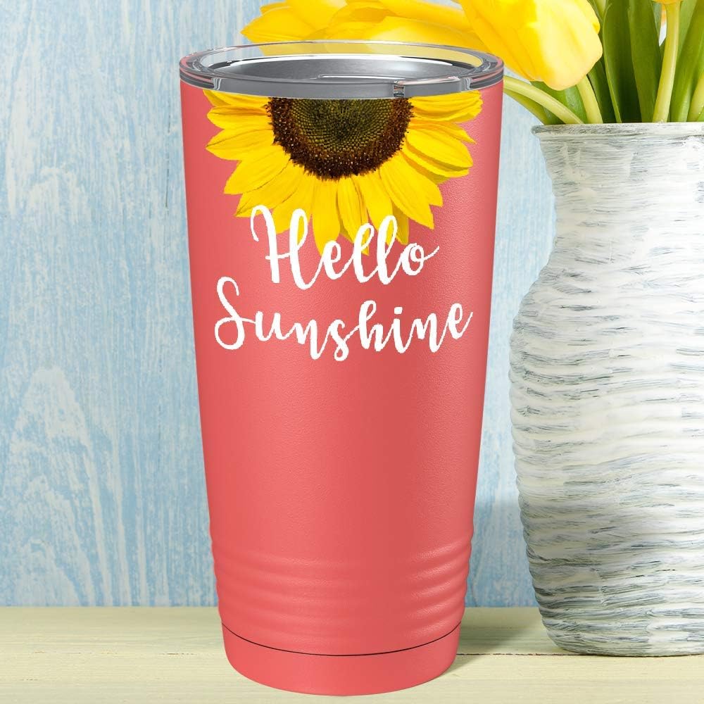Exclusive Discount 70% Price Hello Sunshine Sunflower Best Friend Gift for Women on Guava 20 oz Stainless Steel Tumbler
