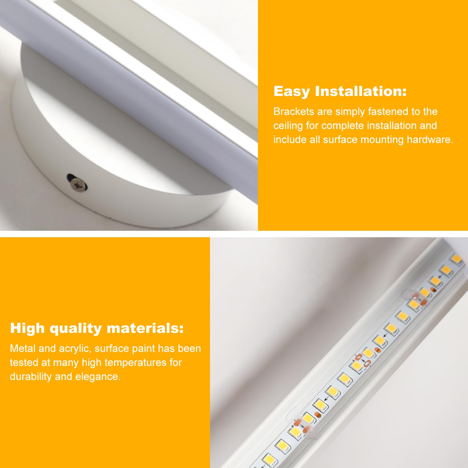 Comely Nowoczesny Kinkiet LED, 24W 2700LM Biały Wewnętrzny Kinkiet LED, 60CM Lampa Ścienna LED Do Sypialni, Salonu, Jadalni, Korytarza, Schodów, Ciepła Biel 3000K
