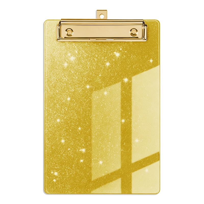2Pcs Acrylic Glitter Clipboards (Gold)