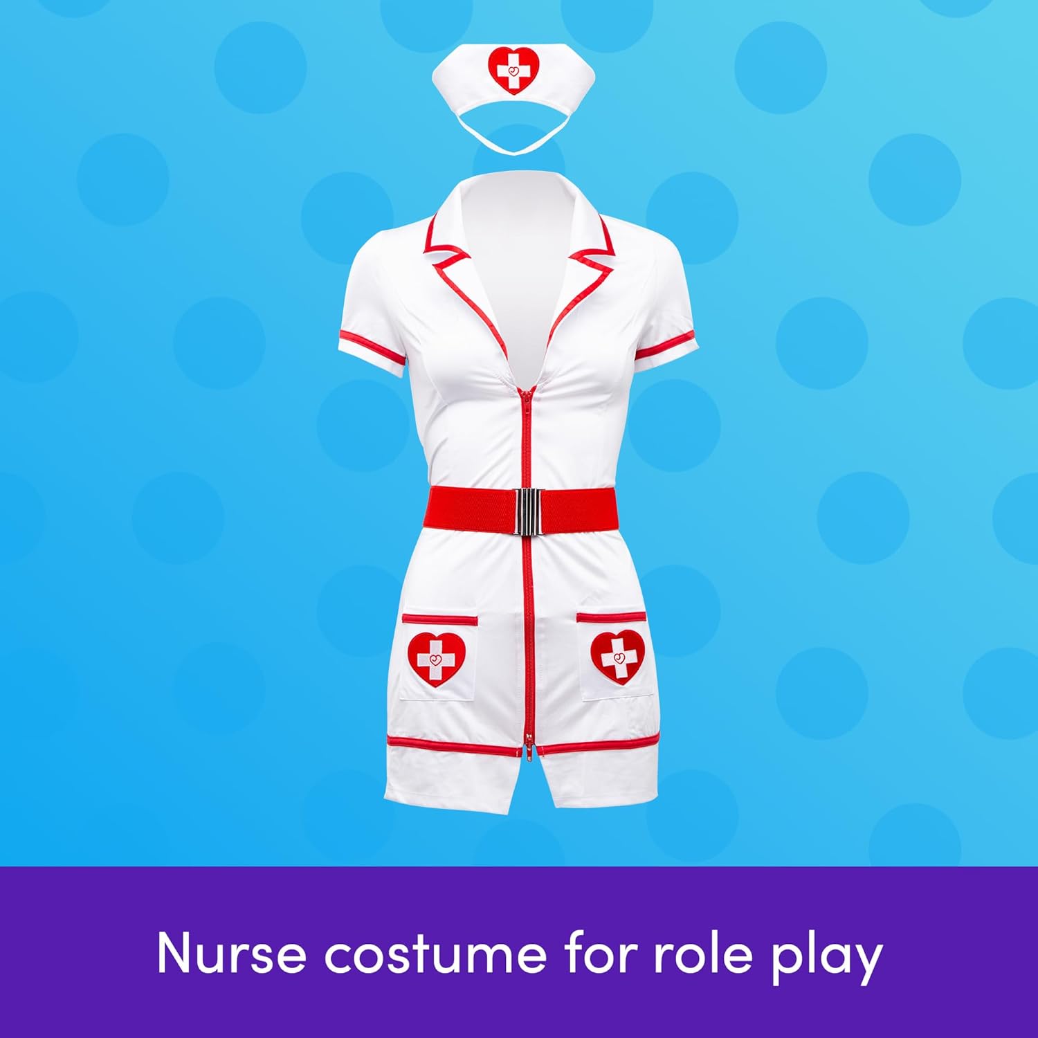 Lovehoney Nurse Costume | Adult Nurse Outfit with Hat | Plus Size White Dress | Lingerie for Women | Sizes 4-18