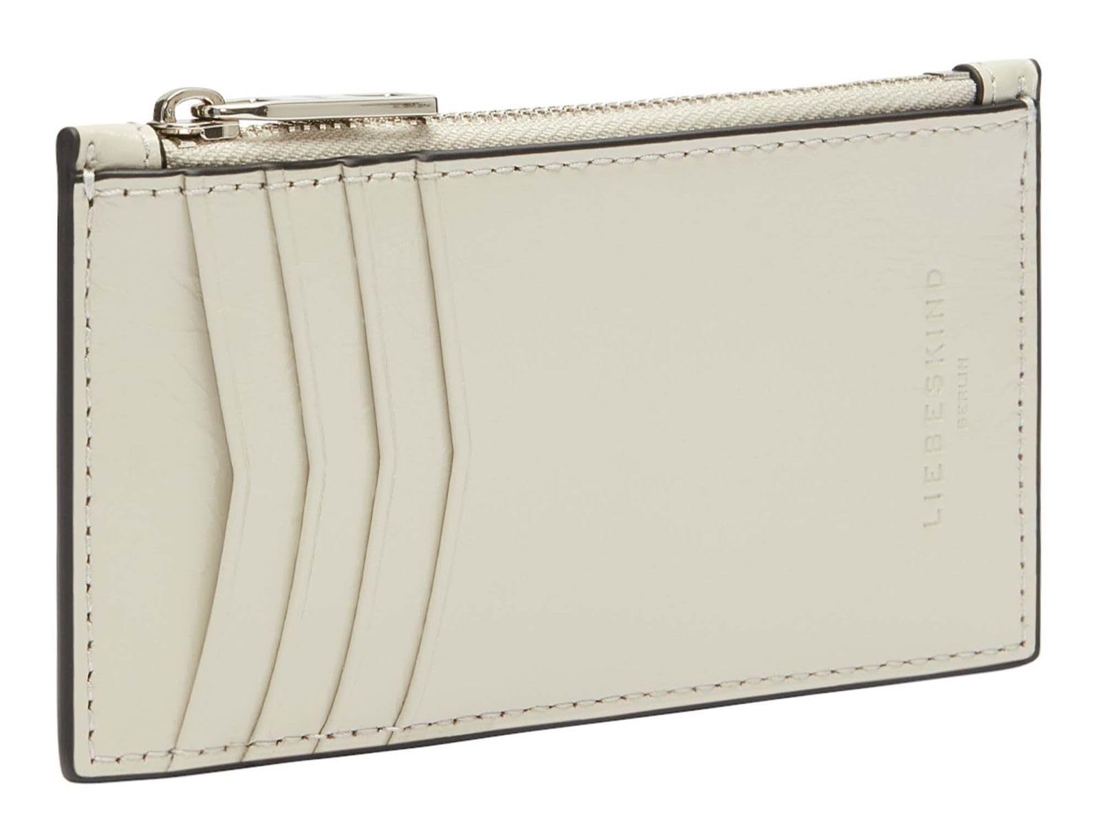 LIEBESKIND Berlin Leather Card Holder Franzis Lack Distressed New Wallet Milk Creme-White
