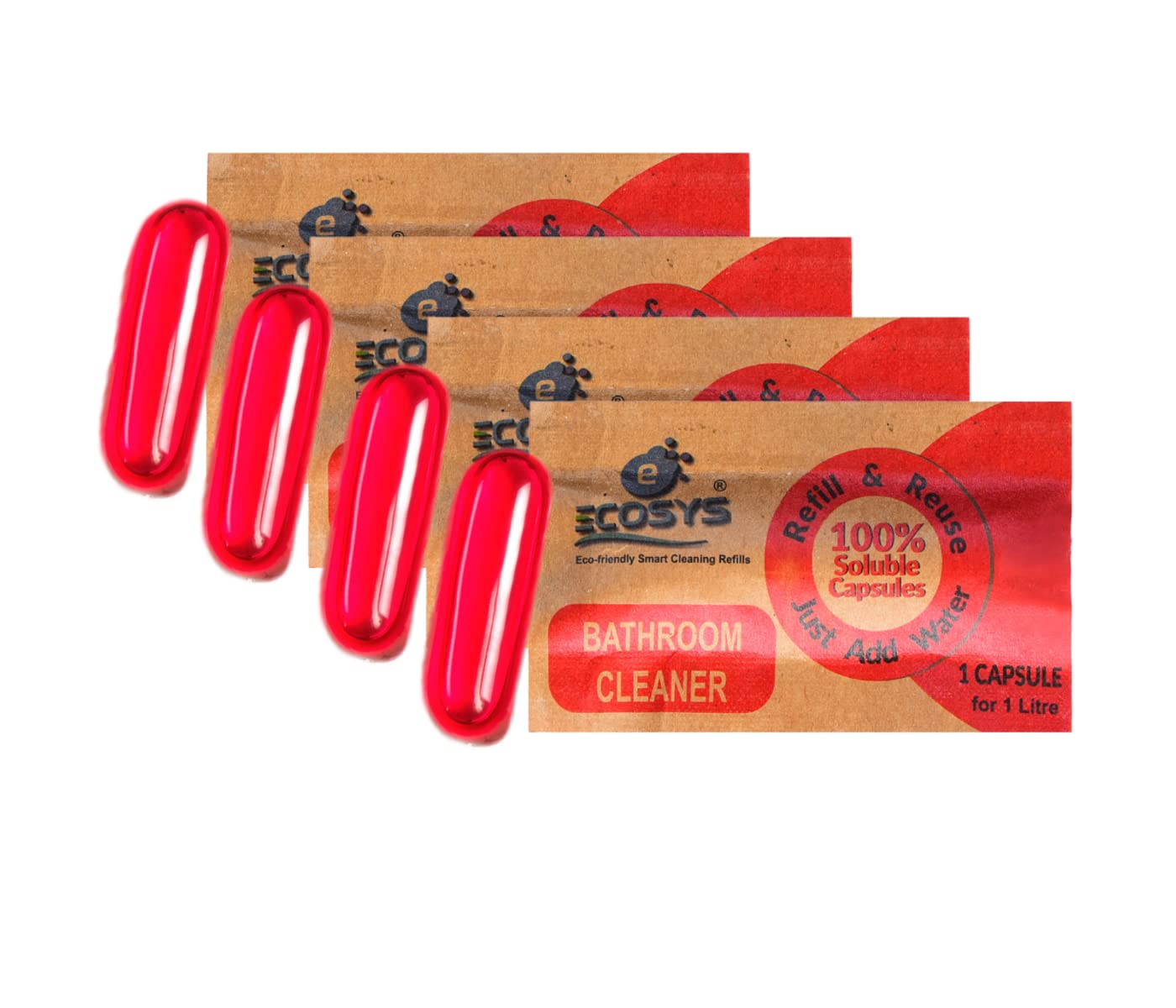 ECOSYS Toilet & Bathroom Cleaner Refills - 4 Litres | Eco-Friendly, Removes Hard Stains, Non Toxic | Kills 99.9% Germs, Kid and Pet Safe