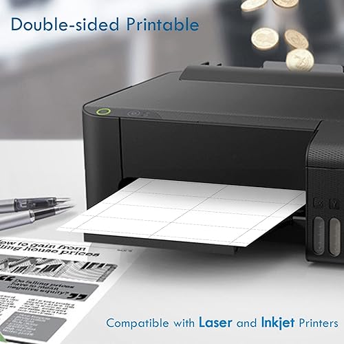 Miniatura 6 de VANRA 1000 Cards Printable Business Cards 3.5x2 in Perforated Card Stock Paper for Laser & Inkjet Printers, 100 Sheets (White)