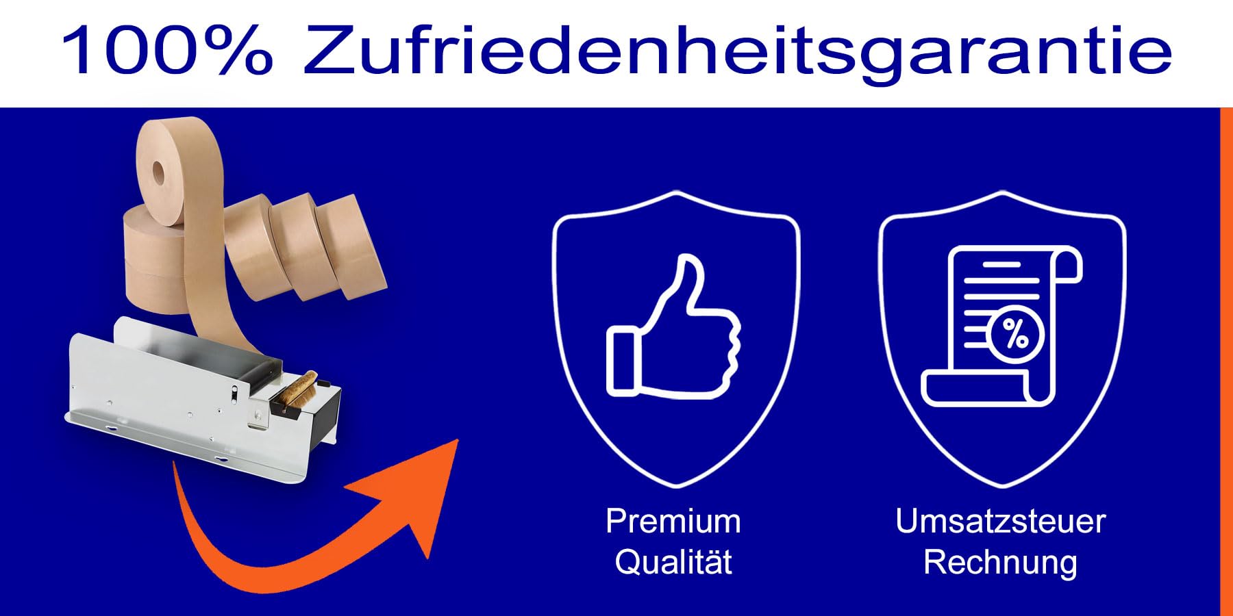 Europack24 Nassklebe-Set: 6 Rollen Nassklebeband und 1 Klebestreifengeber | 60mm x 200m unverstärkt | Paketklebeband für Kartonagen | stark klebendes Packband | Klebebandanfeuchter für Büro und Lager