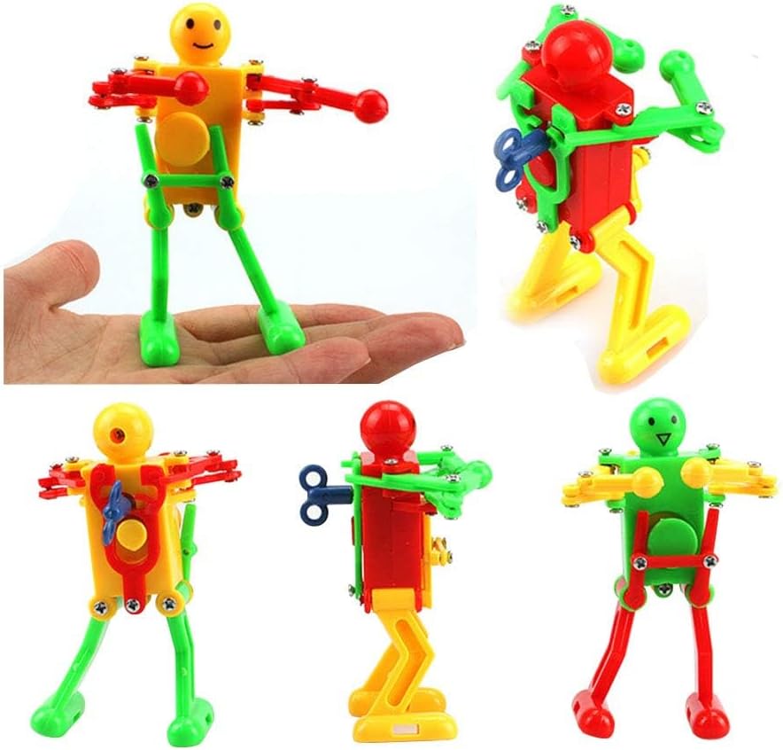 5 Pcs Funny Spring Wind-up Dancing Walking Robot Toy for Kids, Robot Playset for Kids Role Playing, Robots Theme Party Activity