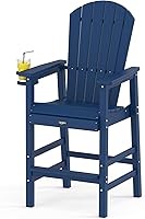 Vista 13 de VINGLI Juego de 2 sillas Adirondack altas Adirondack de polietileno de alta densidad con soportes para tazas, sillas de terraza de polietileno