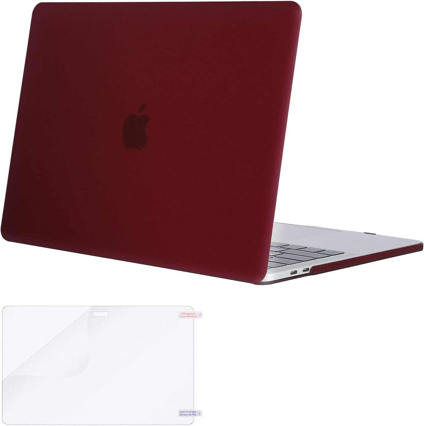 MOSISO Plastic Hard Case with Screen Protector Compatible Newest MacBook Pro 13 Inch with/Without Touch Bar, Pure Red