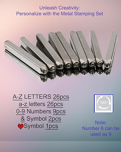 Miniatura 2 de Kit de estampado de metal, sellos de letras de metal, sellos de metal para fabricación de joyas, juego de punzones de letras para metal, juego de