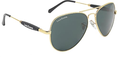 LOUIS KOUROS Aviator Sunglasses For Men &amp; Women | Black | 60 | SUN-LK-3517-BLK1GLD-M-2