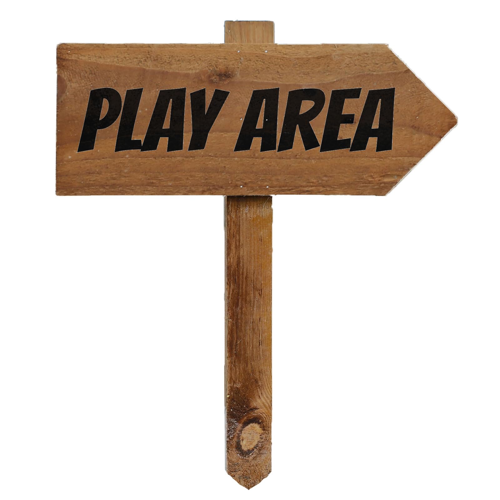 Outdoor Play Area Sign with Stake, Wooden Arrow Pointing Right or Left, Event Party Pub Shop Garden Sign
