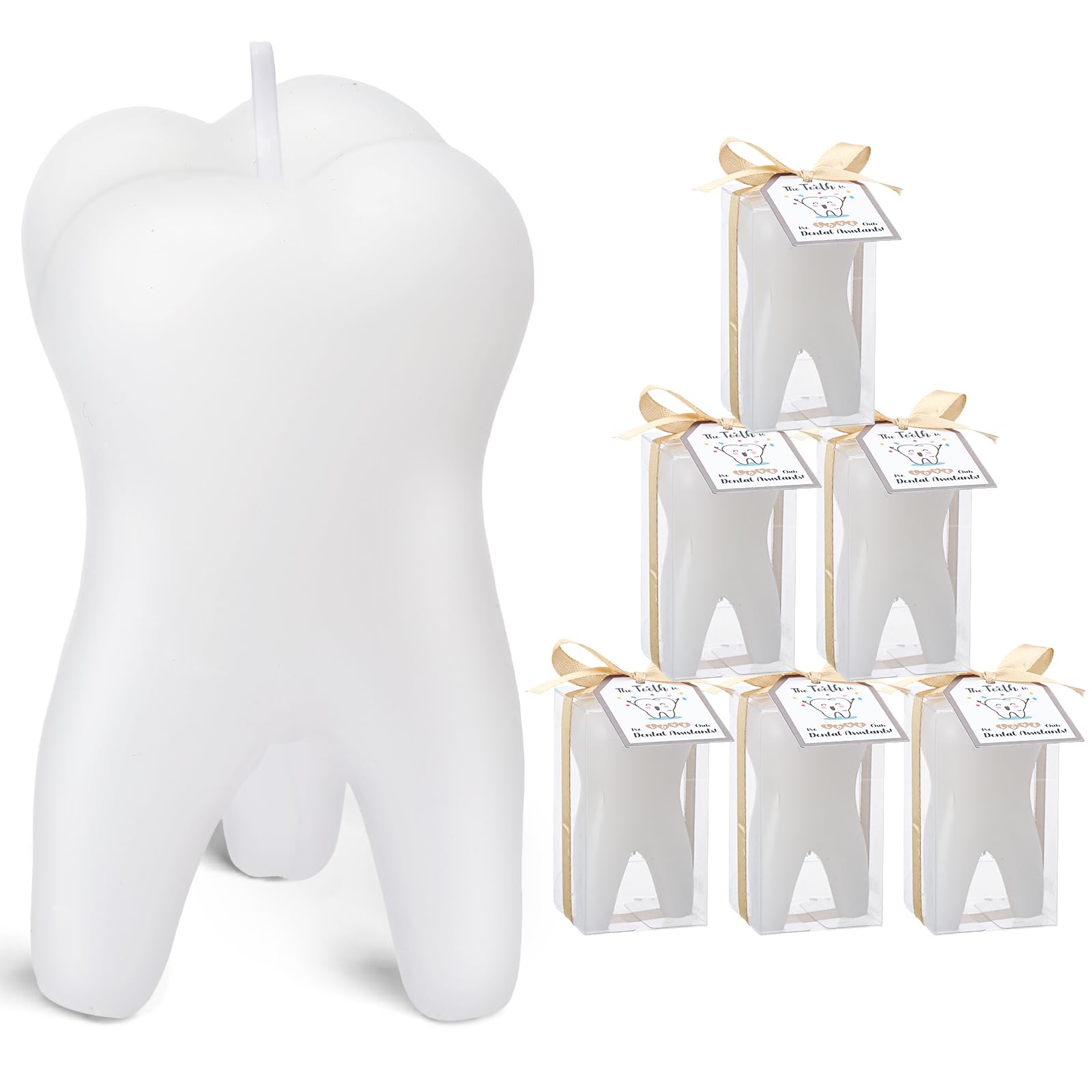 Coume 6 Pcs Dentist Gifts Tooth Scented Candle with Box Dental Gifts Dental Office Aesthetic Tooth Decoration Natural Soy Wax Aromatherapy Candle for Dentist Dental Hygienist Clinic Desk