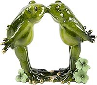 Vista 1 de SAISHUO Figura romántica de pareja de rana besando – 1 juego de estatuas de ranas únicas de animales decoración de estante de mesa para el hogar