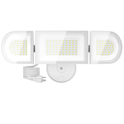 iMaihom 130W Plug-in Flood Lights Outdoor, 13000LM Ultra Bright Security Lights, 3 Adjustable Heads IP65 Waterproof Exterior Floodlight, 6500K Flood Lighting for Yard Garage Court (White)