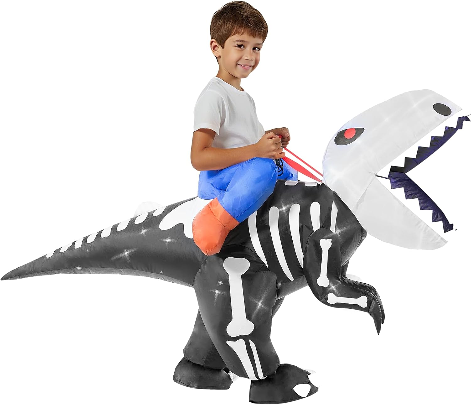 Minetom Inflatable Dinosaur Costume with LED Lights,Vivid Funny Inflatable Halloween Costume for Kids-Child (4-8 Yrs) Unisex