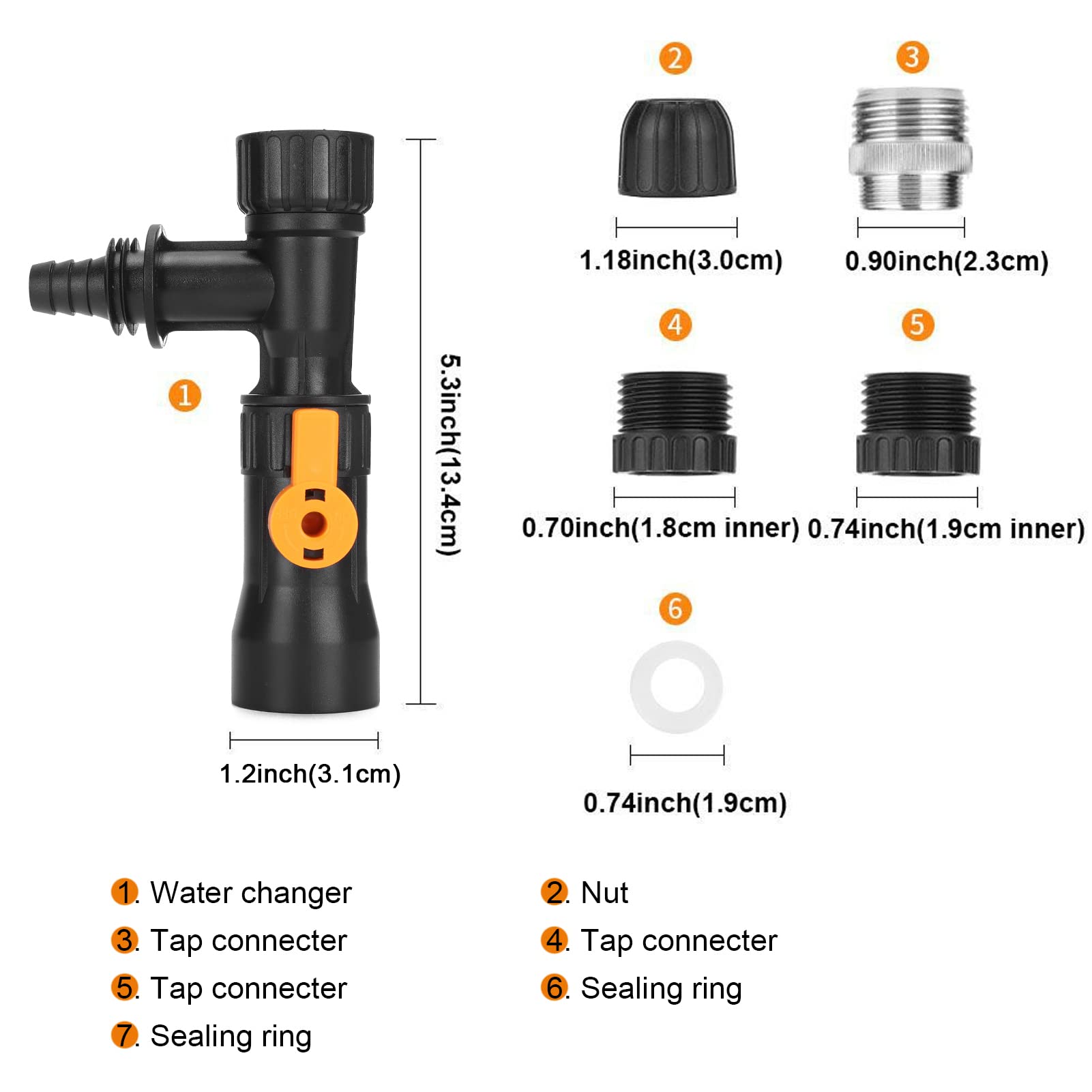 Changeur d'Eau pour Aquarium avec 2 Adaptateurs de Robinet, Pompe de Vidange, Connecteur de Robinet, Système de Changement d'Eau
