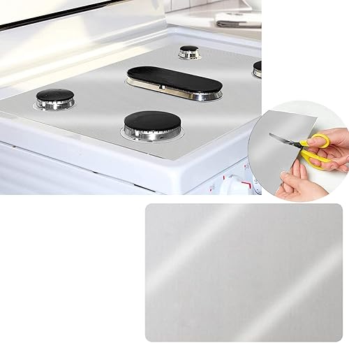 Miniatura 8 de Cubiertas de estufa para quemadores de gas, cubierta superior de estufa, recortada, fácil de limpiar, reutilizable, forro antiadherente, lavable,