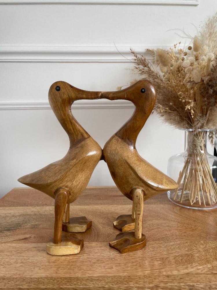 My Square Mile Kissing Wooden Ducks Love Birds Garden or Home Decorative Ornament Animal Wildlife Gift