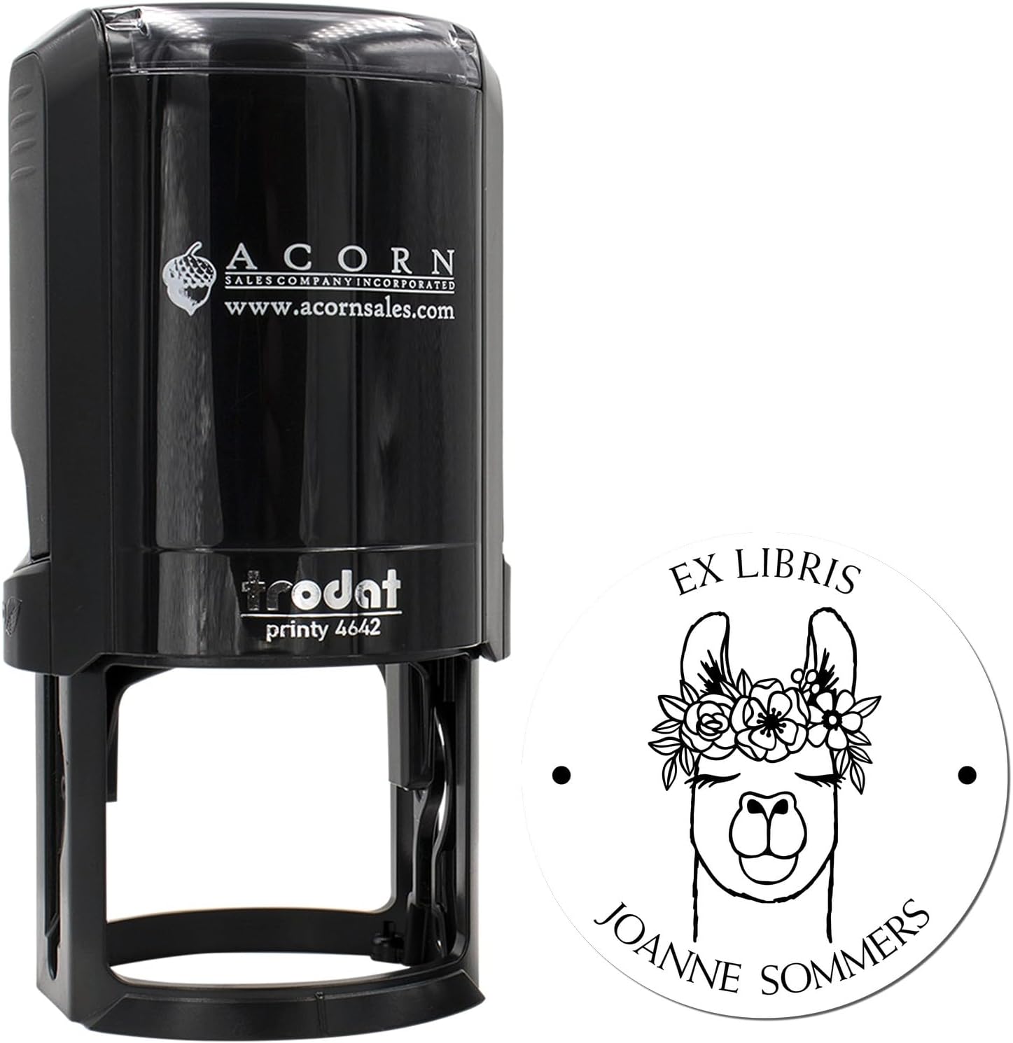 Self-Inking No Drama Llama Teacher Book Stamp | Personalized From The Library Of Stamper for Student Books & Reading Logs | Custom-Made Book Ownership Stamper for Classroom Library | 1-5/8" Ink Marker