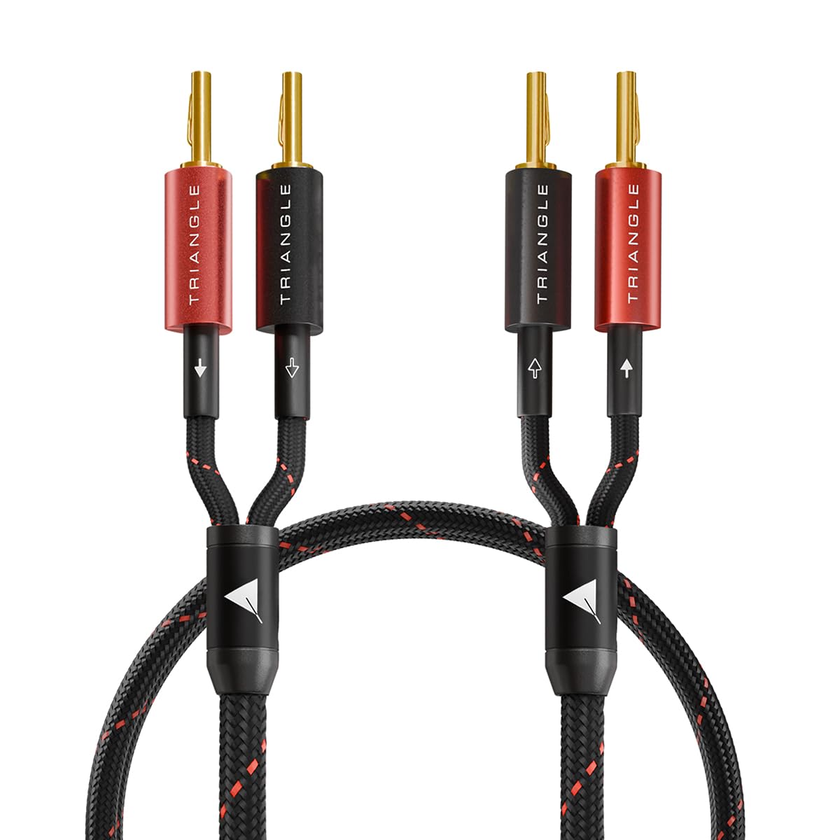 Triangle – Câbles Enceintes Prémontés avec Fiches Banane Red Serie 2x3m - Cuivre OFC 99,99% Pur – Qualité Audiophile – Compatible Amplificateur & Enceintes Passives (Paire)