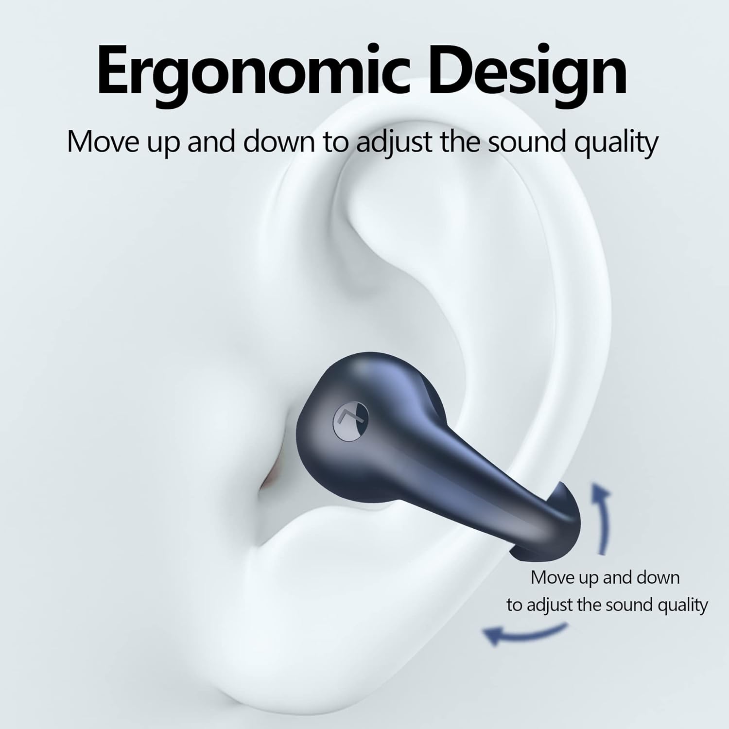 Wireless Ear Clip Bone Conduction Headphones Bluetooth, 2023 New Mini Open Ear Headphones Wireless Bluetooth, Waterproof Sport Running Earring Earphone (New White) (White)