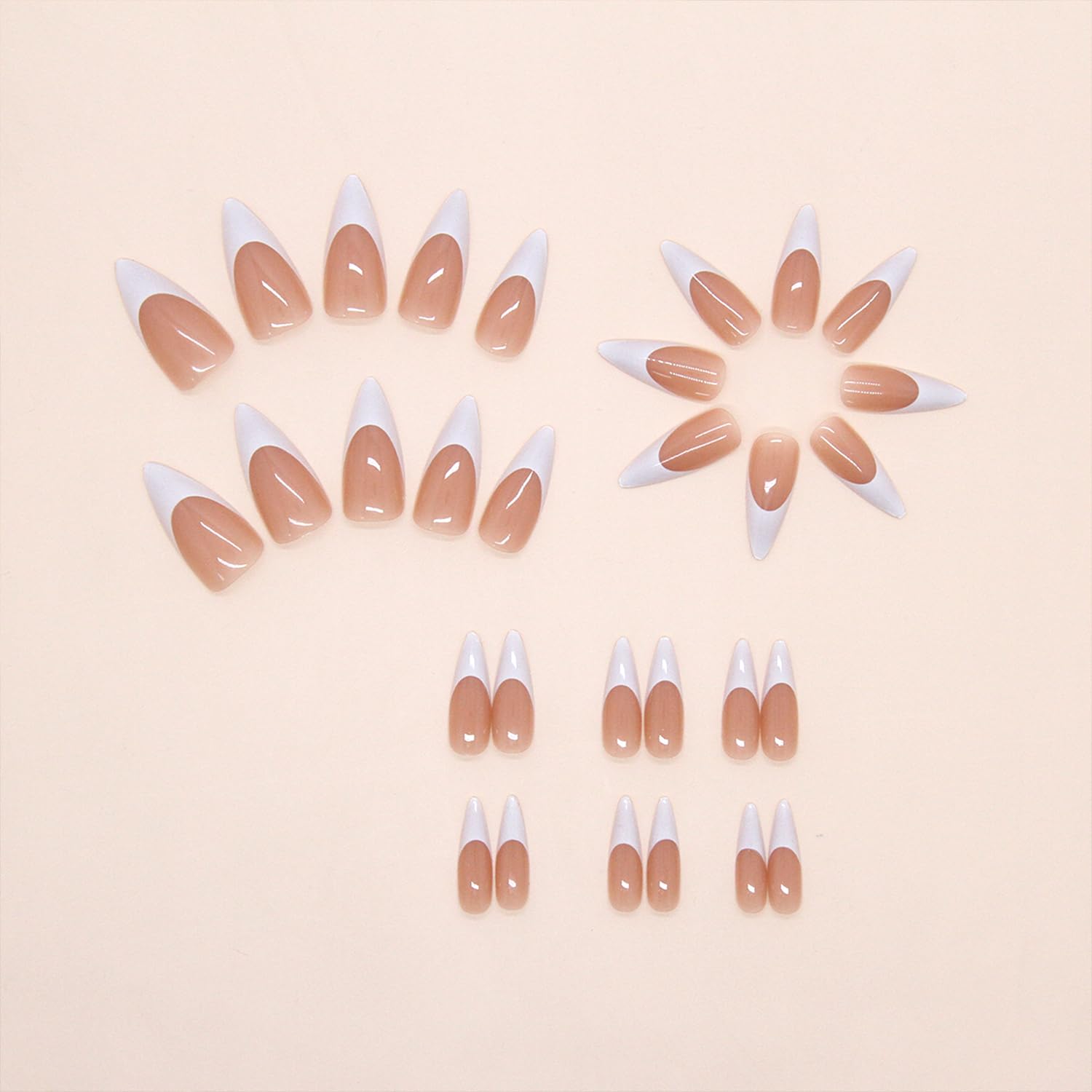 NYK1 Long Press On Nails Almond French Tip thumbnail 2