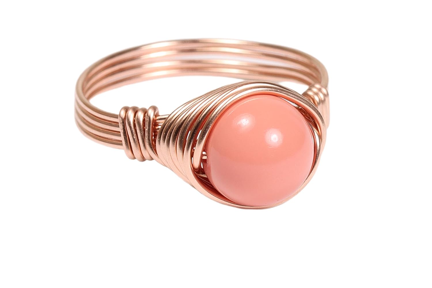 Handmade Wire Wrapped Rose Gold Ring with Nacre Jordan Ubuy