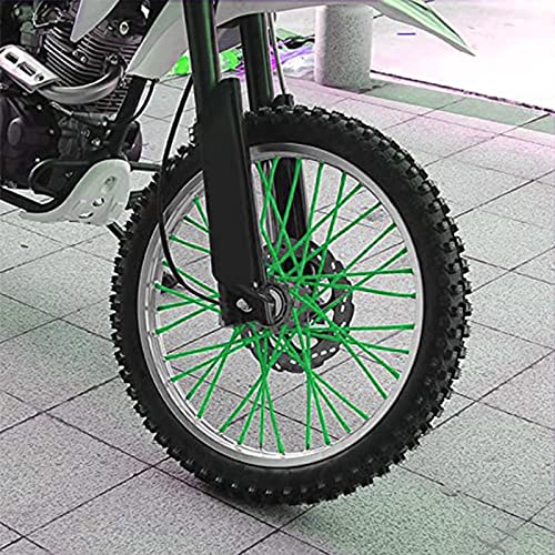 Image of 72 PCS Universal Spoke Skins Motorcycle Dirt Bikes Colorful Protective Trim Wrap Cover Wheel Guard for Yamaha Kawasaki Suzuki(Green)