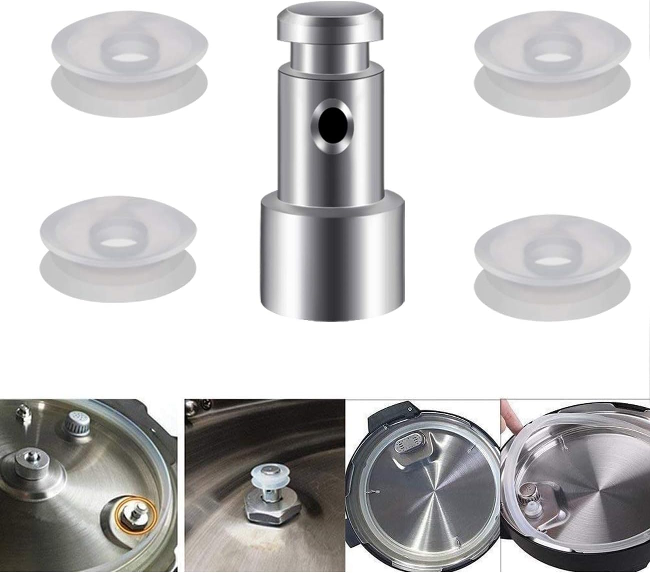 Universal Replacement Floater and Sealer for Power Pressure Cookers,Pressure Cookers Parts,Faberware Steam Valve Such as XL,IP-DUO60,YBD60-100, PPC780, PPC770 PPC790 （1 Floater and 4 Sealer ）