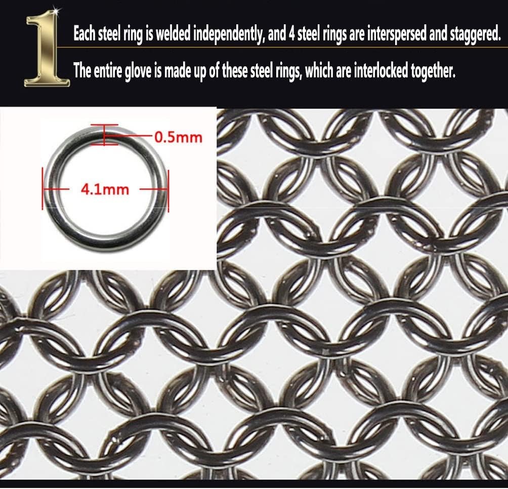 CukUJH Anti-cut Gloves Cut-resistant Gloves, Grade 9 Protection Stainless Steel Chain Mail Gloves, General Butcher Gloves For Left And Right Hands(Large)