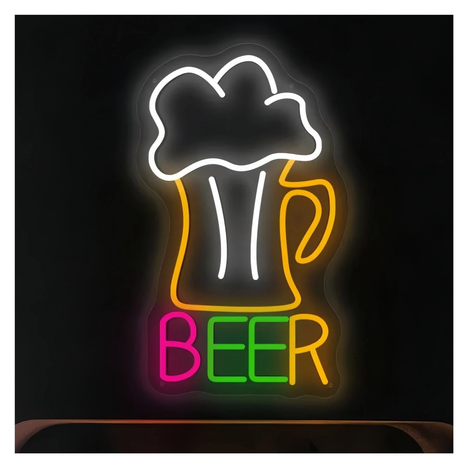 LEMST Signs Lamp Business Neon Signs USB Powered Adjustable Brightness Beer Cup Neon Lights, Suitable for Club Shop Wall Decor(30cmx50cm)