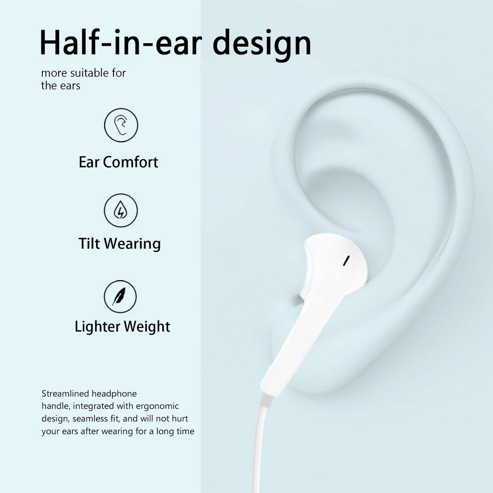 USB C Headphones for iPhone 17/17 Pro/16/16e/15 Pro Max/Plus, Type C Earbuds Wired Earphones (Microphone & Remote Control) Noise Cancelling for lPad Pro, Galaxy S23/S22/S21/Ultra Note10/20, Pixel — view 4