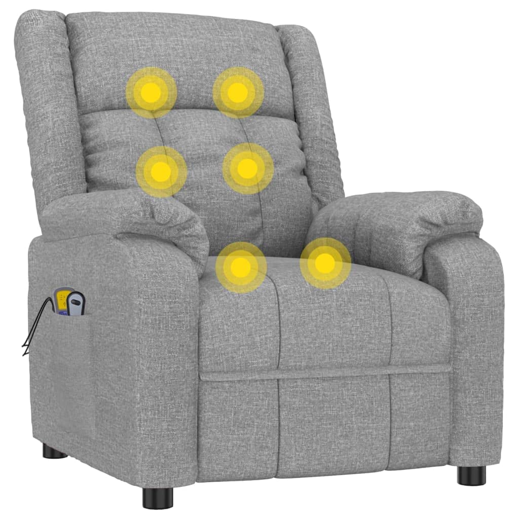 vidaXL Sillón de Masaje eléctrico Tela Gris Claro