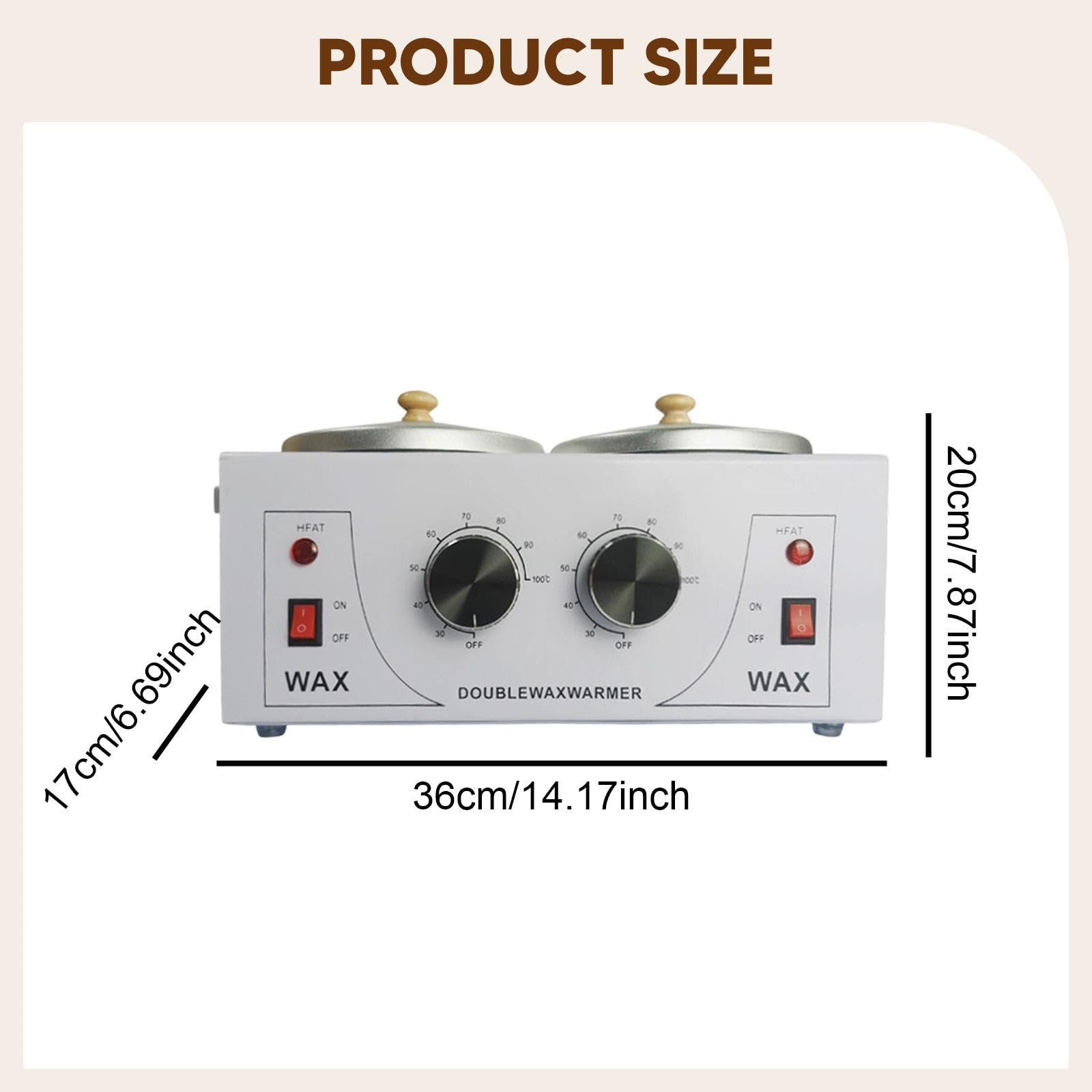 Qianly Olla de Cera Profesional Máquina Depilatoria Doble Recipiente con Apagado Automático Gran Capacidad 1000ml y Material Aluminio para Tratamientos de