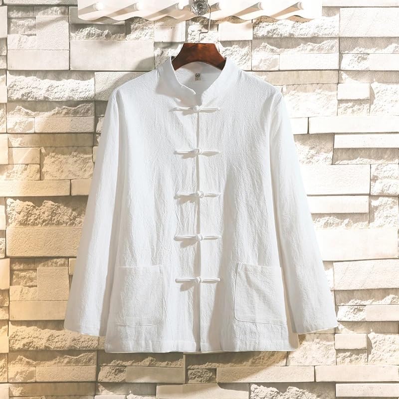 Chinese Style Shirts Men Retro Traditional Tang Suit Top Cardigan Men Kung Fu Tai Chi Casual Men's Blouses