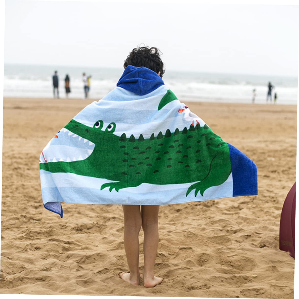 Zerodeko Poncho Bain Garçon et Filles Coton Capuche Grosse Taille pour Plage et Parc Aquatique