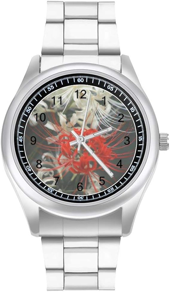 Amazon 彼岸花 レッド 白い 腕時計 メンズ腕時計 ファッション ビジネス カジュアル メタルバンド 時計 ス テンレススチール 高級 防水 軽量 ローマ数字 ダイヤル 時計 男性用 ユニセックス 高校生 紳士 父の日 プレゼント メンズ腕時計 腕時計 通販